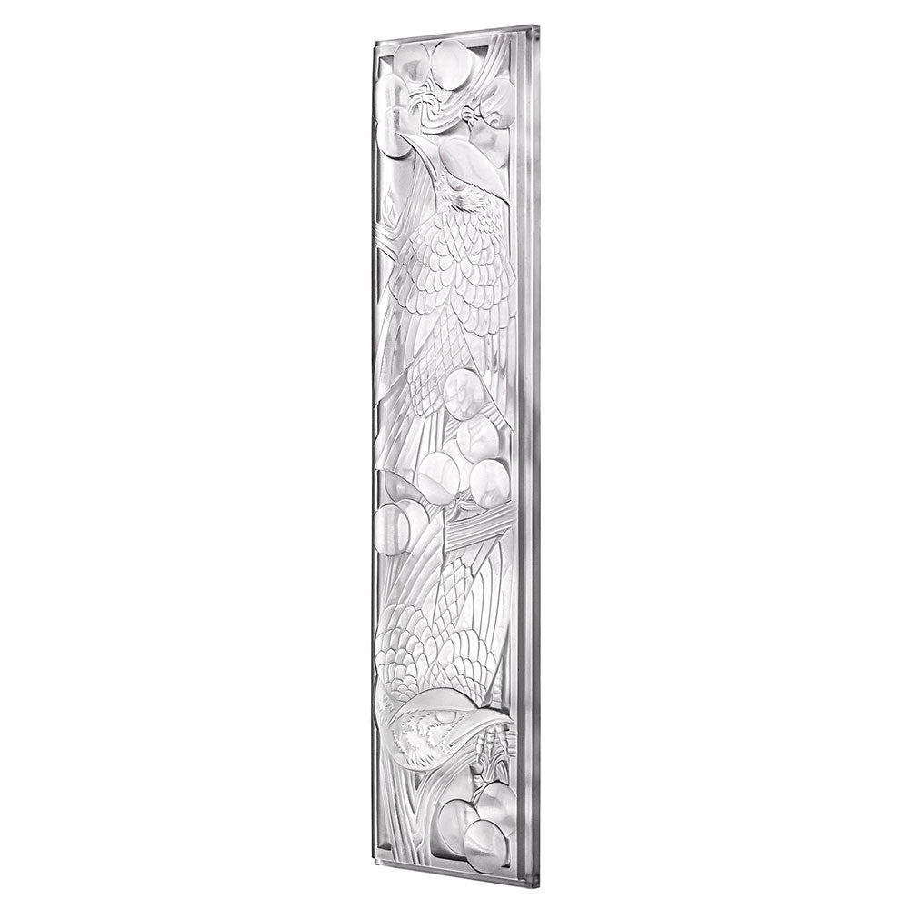 PANNEAU DÉCORATIF MERLES ET RAISINS XXL - CRISTAL INCOLORE NON MIROITÉ, CIRE PERDUE