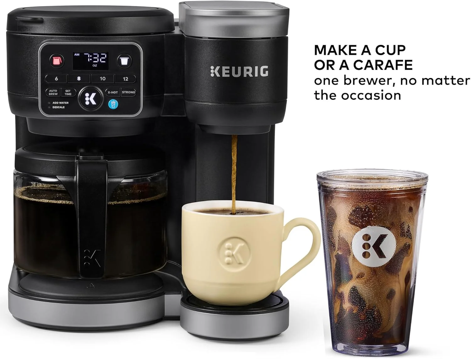 Keurig K-Duo Hot & Iced Single Serve & Carafe Coffee Maker MultiStream Technology 72oz Reservoir