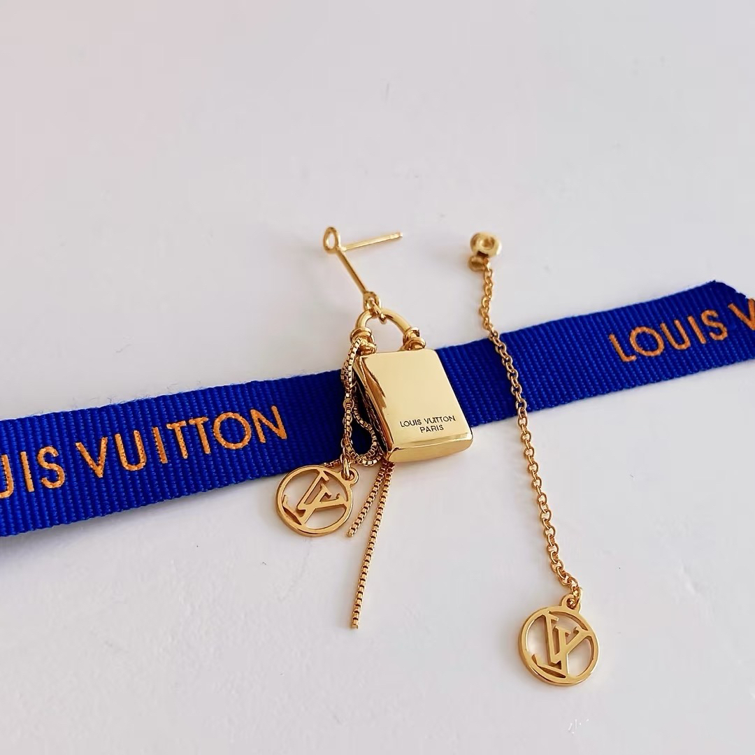 Louis Vuitton Asymmetric Lock and Handbag Tassel Earrings - Original Replica Club