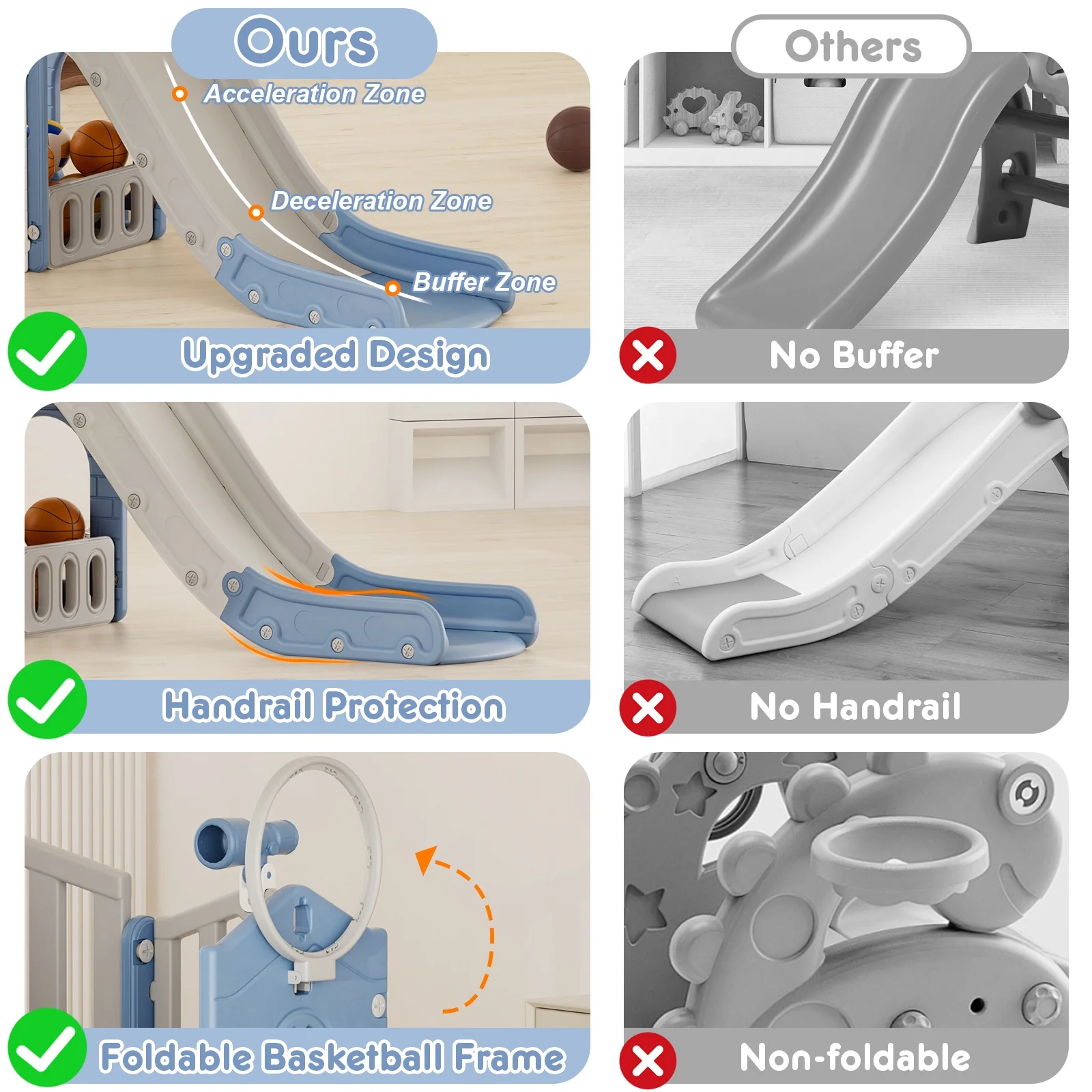 Korimefa 11-in-1 Toddler Slide Set with Golf, Basketball Hoop, Kids Slide for Toddlers Age 1-4, Climber Slip and Slides, Baby Outdoor Toys - Image 26