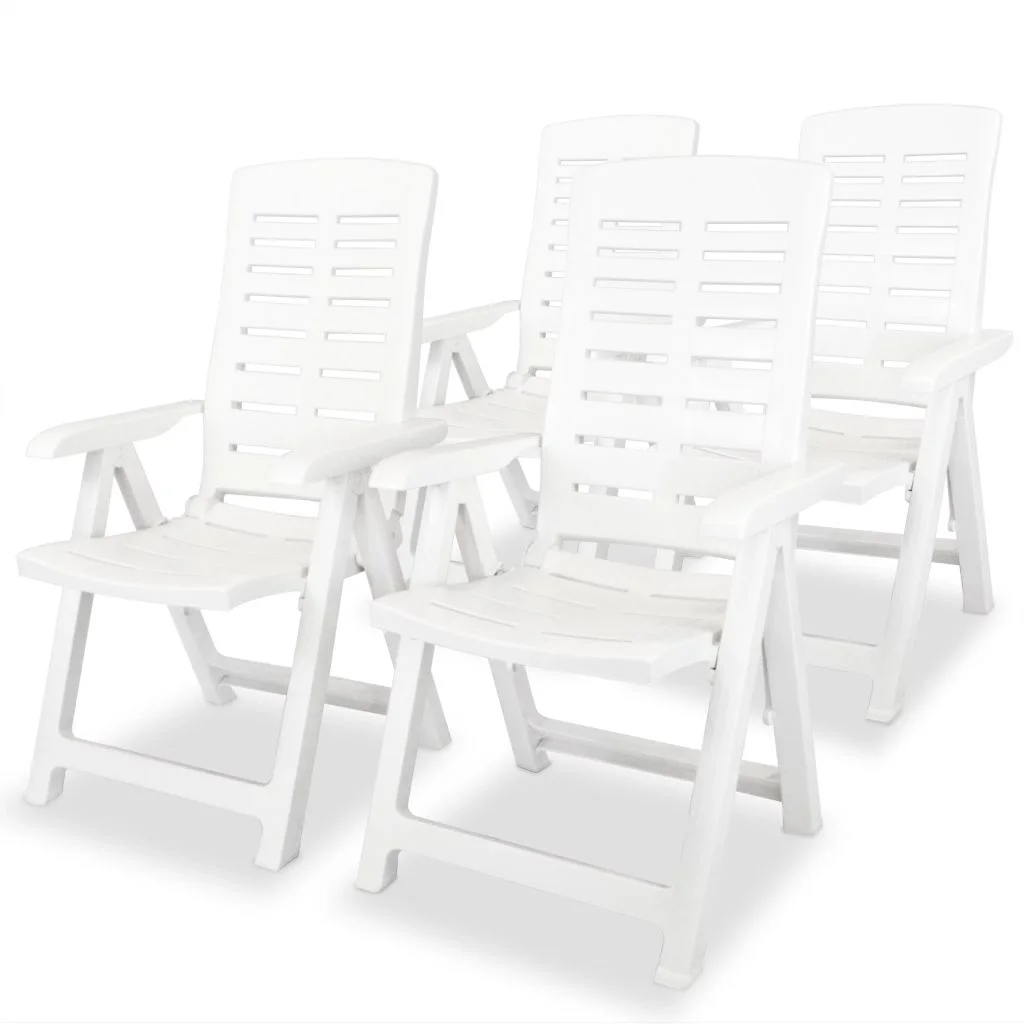 vidaXL Reclining Patio Chairs Outdoor Stack Dining Chair with Armrest Plastic - Image 11