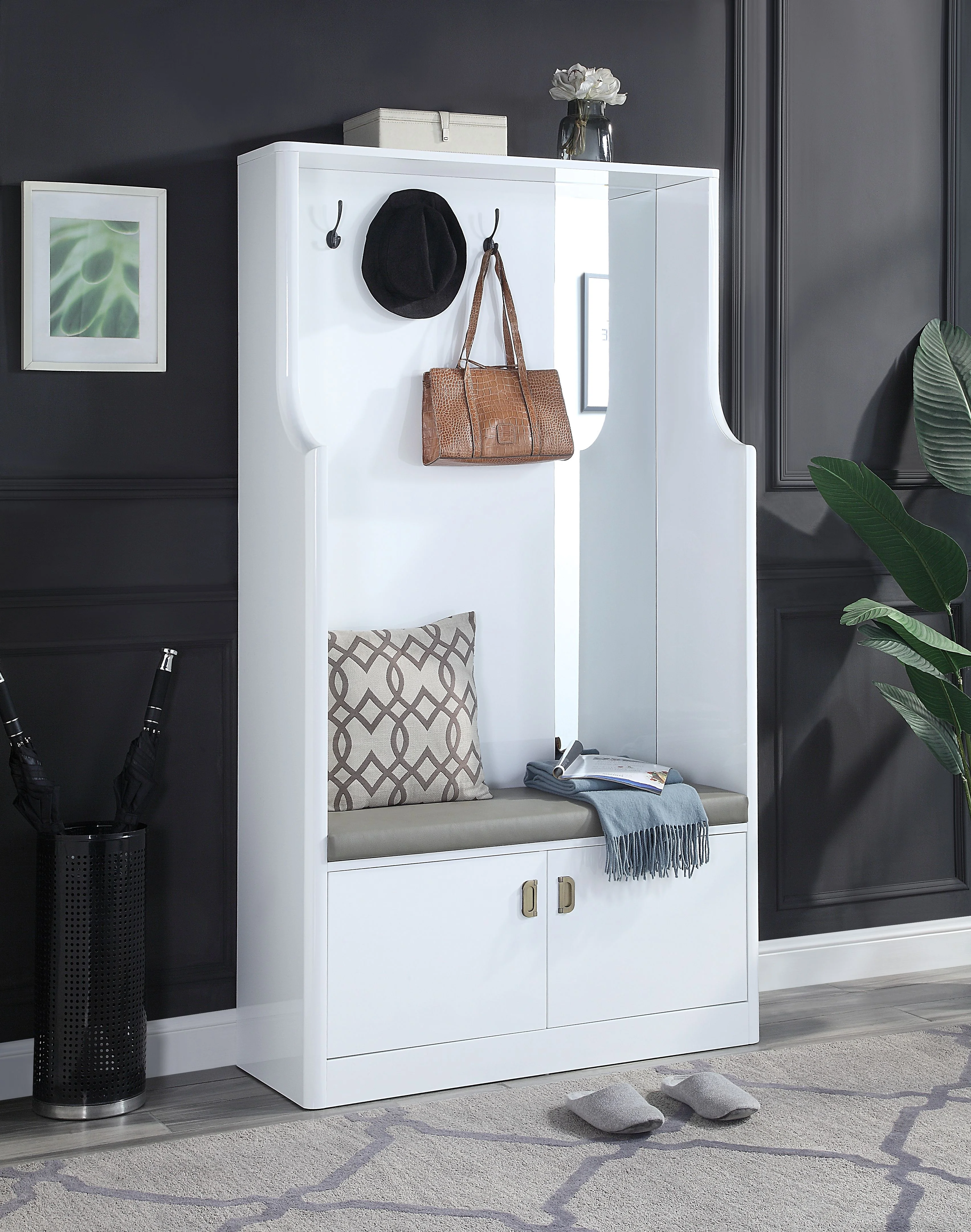 AC01030 - Hall Tree, White High Gloss Finish - Buck II - Image 3