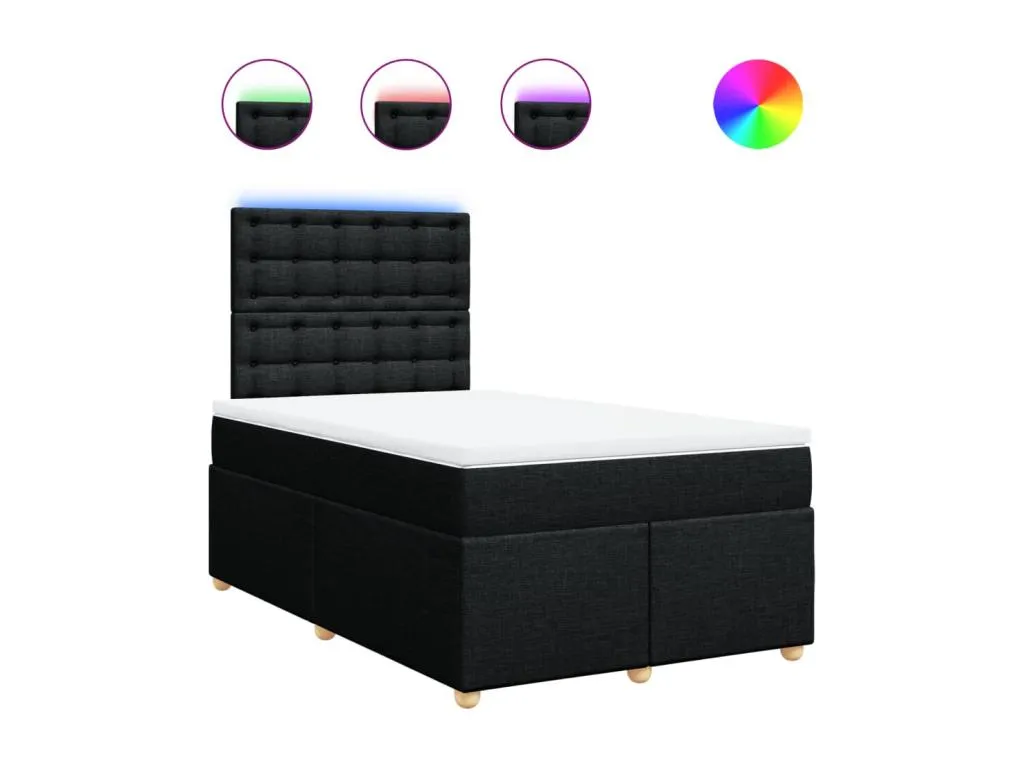 Cama box spring con colchón tela negro 120x190 cm urw3521326