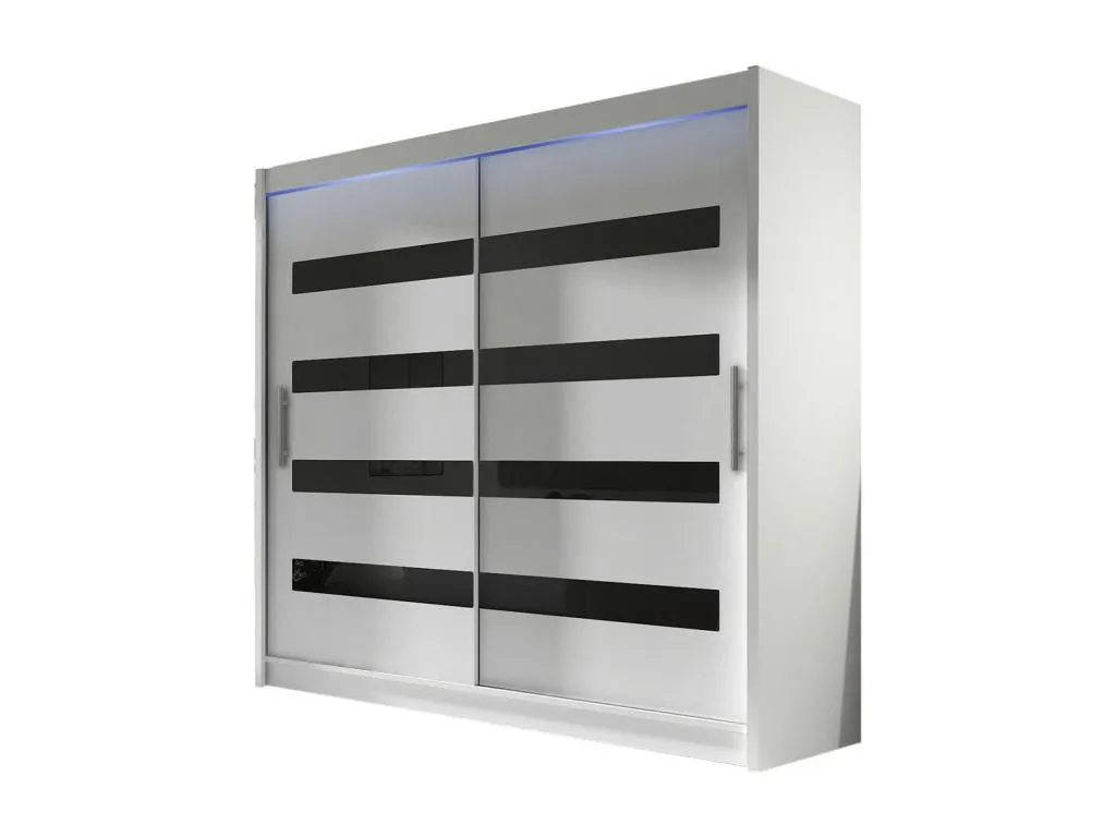 Armario Lluesmahome 157 Blanco | Negro brillante 215x180x58cm Puertas de armario - Correderas TOYZ54139