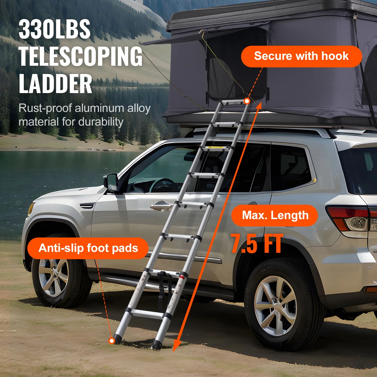KFFKFF Hard Shell Rooftop Tent, Naturnest Model for 2-3 People, Includes Thick Mattress and Telescopic Ladder, Waterproof and Windproof, Suitable for Jeep, SUV, Van, and Pickup Trucks - Image 2