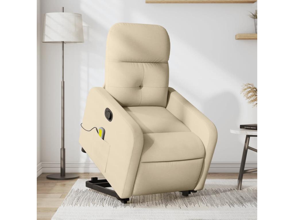 Silla de masaje reclinable de pie de tela color crema