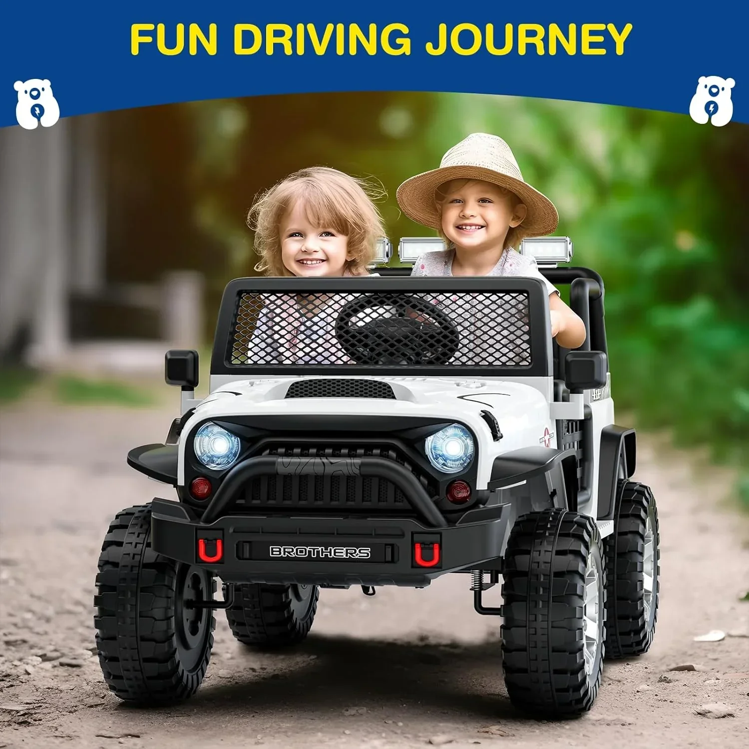 L8 Ride On Car 2 Seater 12V Kids Electric Car Remote Control 4-Wheel Suspension Bluetooth Speaker