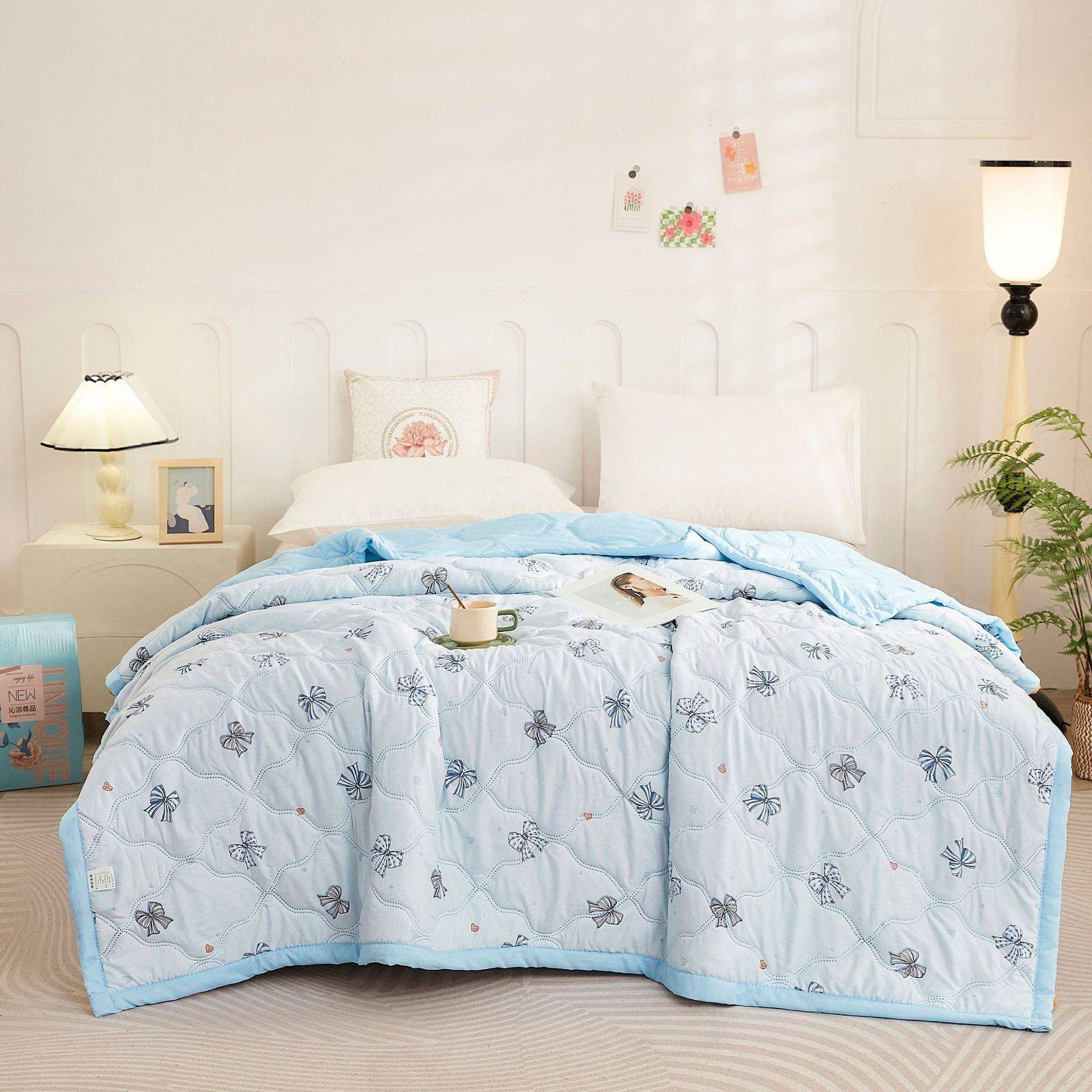 Washed Cotton Summer Quilt Cartoon Printed Breathable Soft Thin Air Condition Quilt
