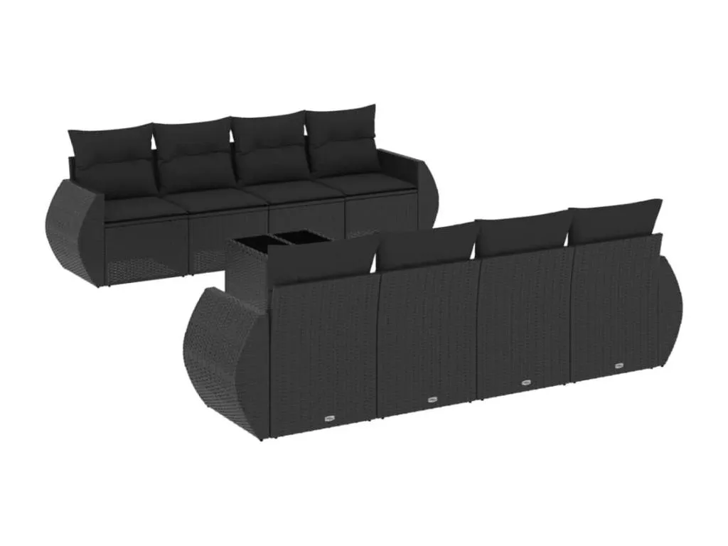 Set de sofás de jardín 8 piezas y cojines ratán sintético negro ELEG96596