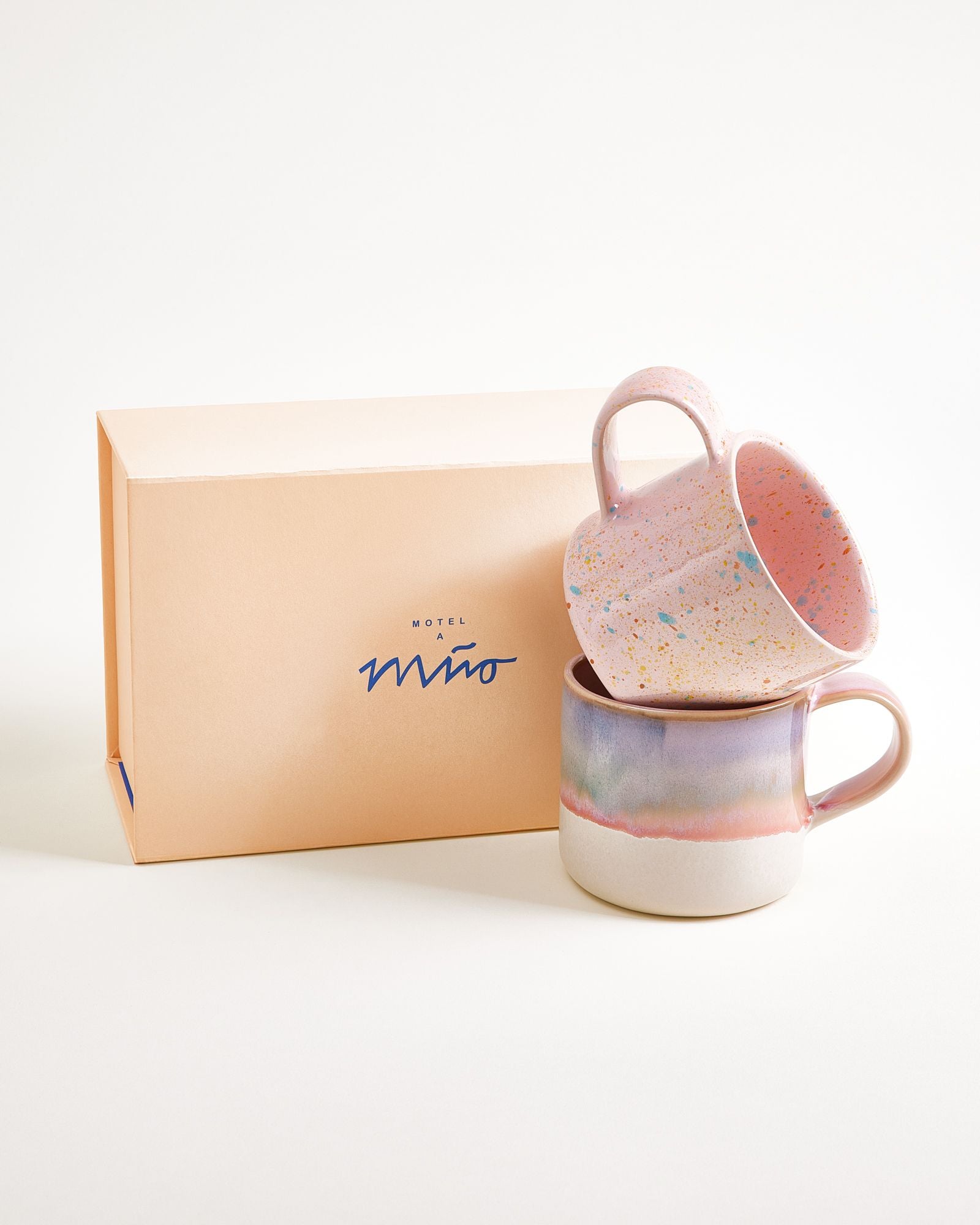 Nódoa Geschenk-Set Tasse groß rosa blau 3-teilig