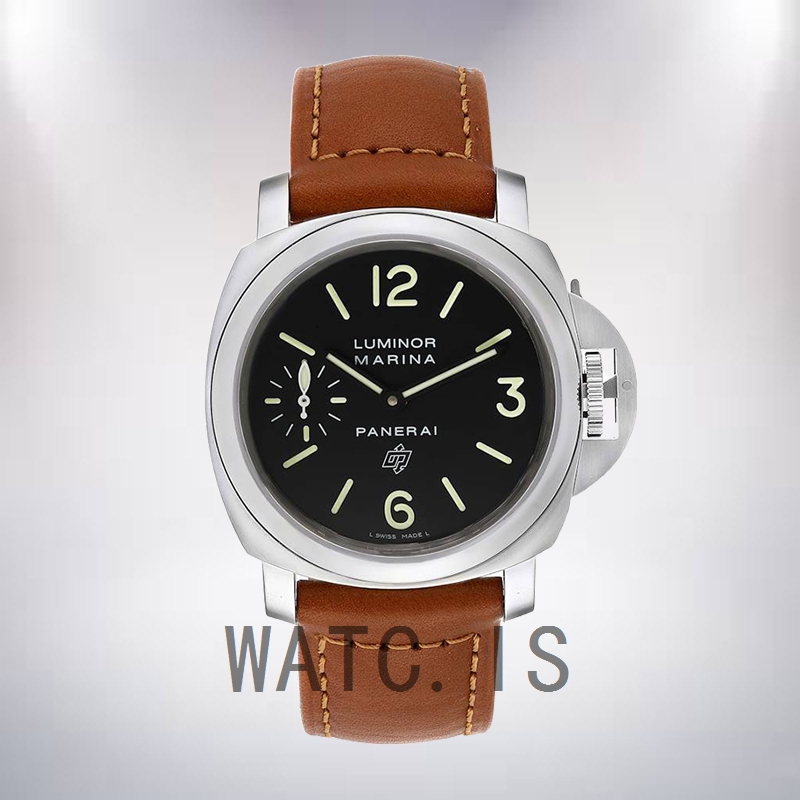 Panerai Luminor Marina Men's PAM01005 44mm Leather Strap Black Dial