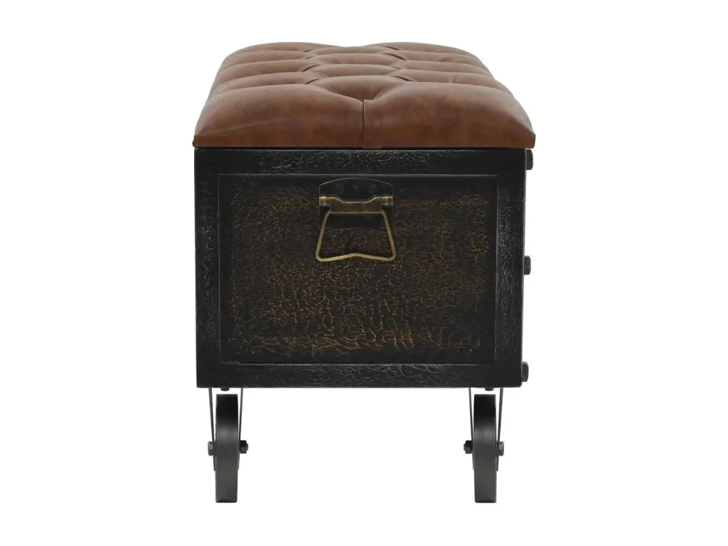 Banco de almacenaje madera maciza y símil piel 80,5x41x50 cm ofg3624900
