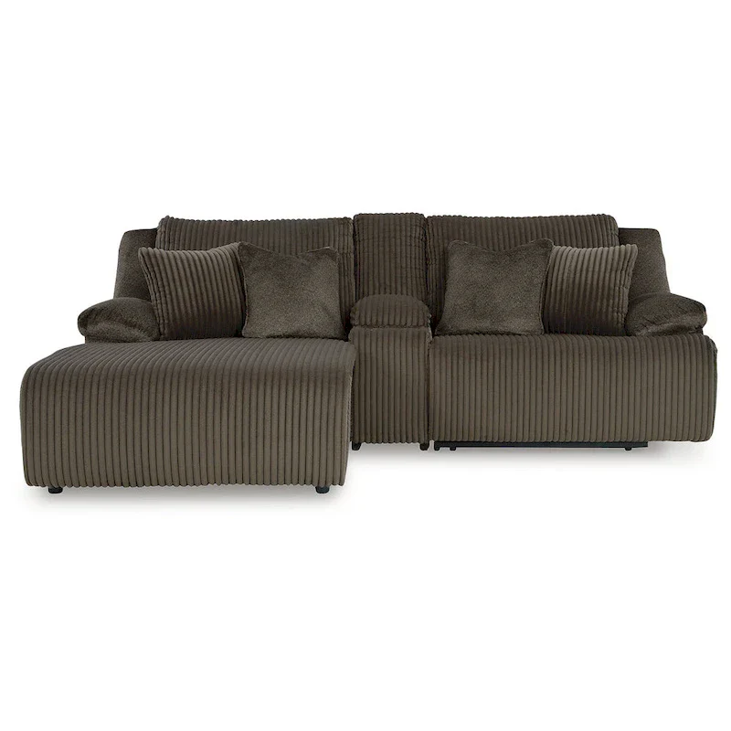Signature Design by Ashley Top Tier 3-Piece Reclining Sectional Sofa with Chaise - Dimensions: 105W x 74D x 41H