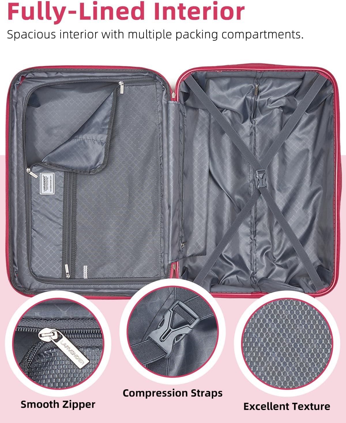 6-piece luggage set, expandable hardshell suitcase set with spinner wheels, lightweight rolling luggage set