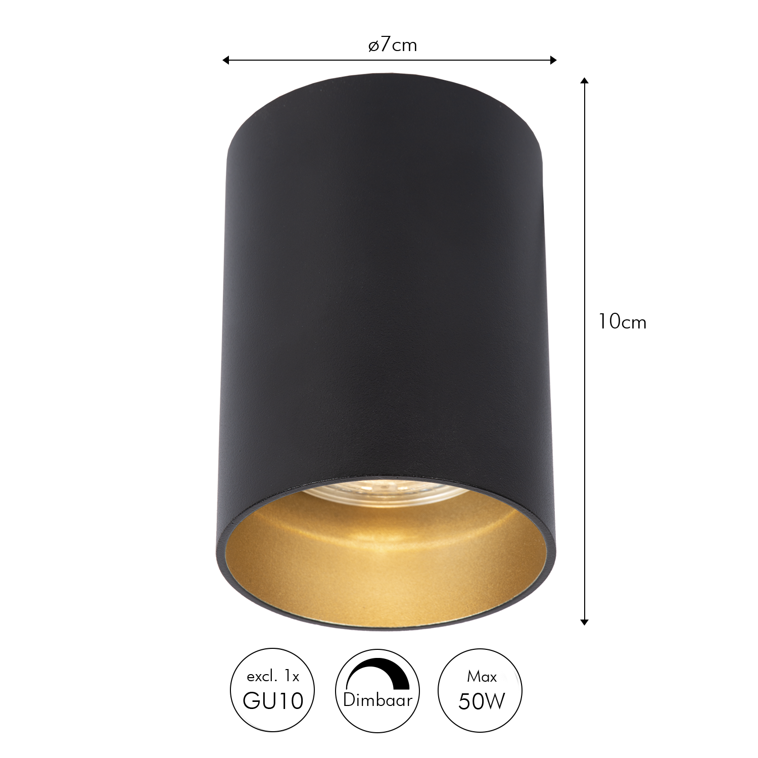 Atmooz Plafondlamp Nuo Fix - Opbouwspot Metaal zwart