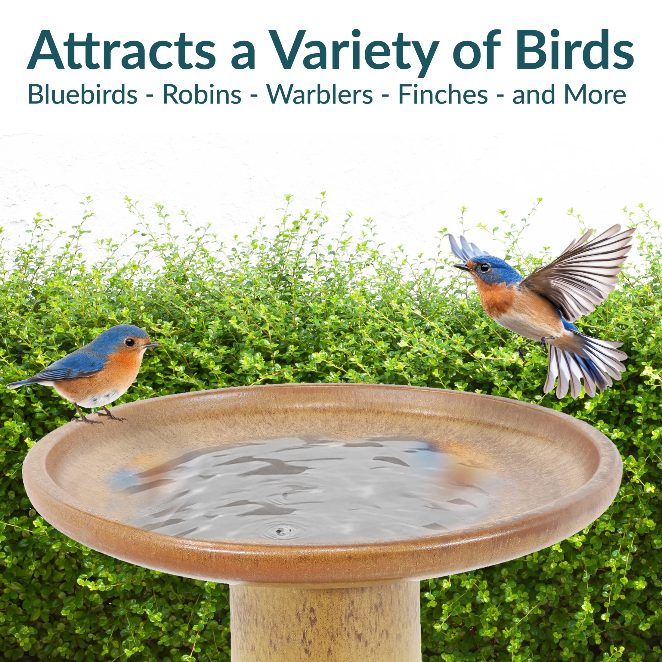 Sunnydaze Freestanding Ceramic Outdoor Bird Bath, Glazed, UV-Resistant Galaxy Blue Finish - Image 38