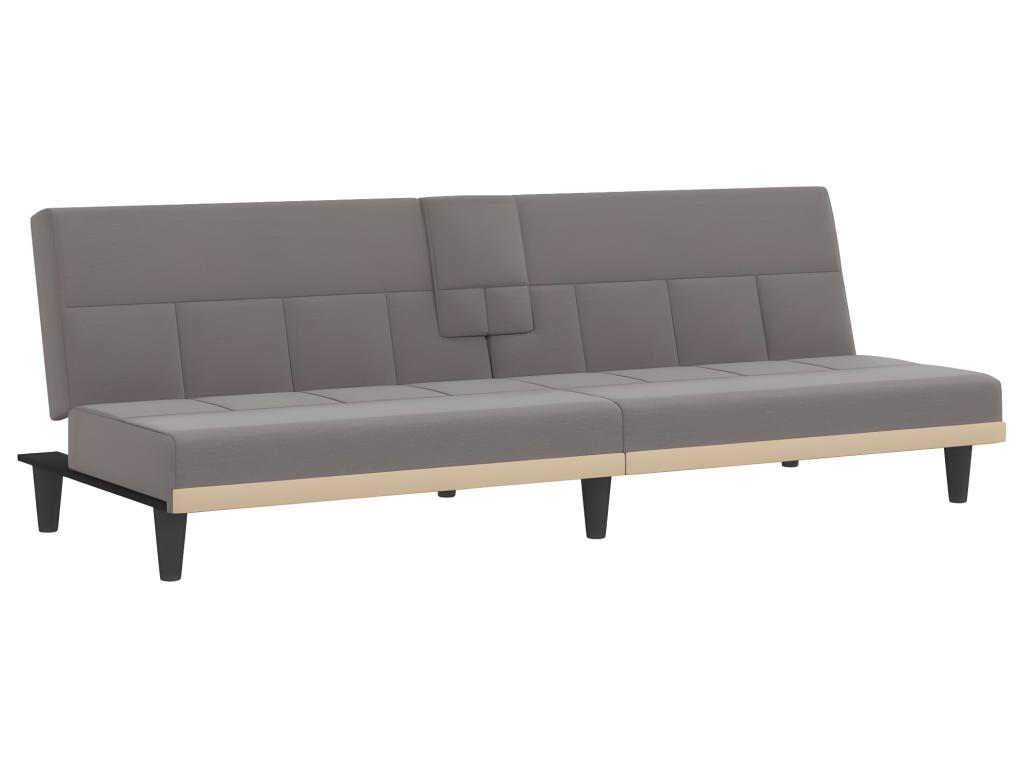 Sofá cama con portavasos tela gris taupé