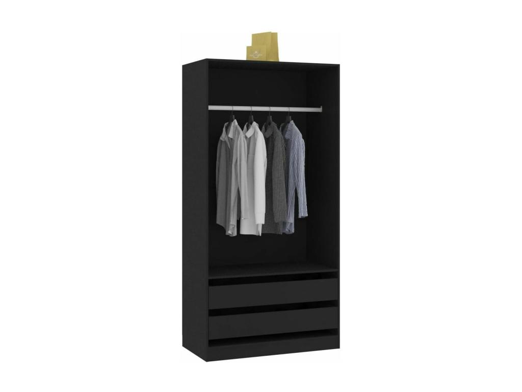 Armario de madera contrachapada negro 100x50x200 cm