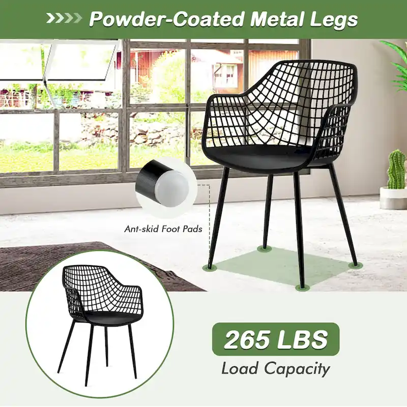 Set of 4 Modern Plastic Shell Dining Chairs with Metal Legs by Costway