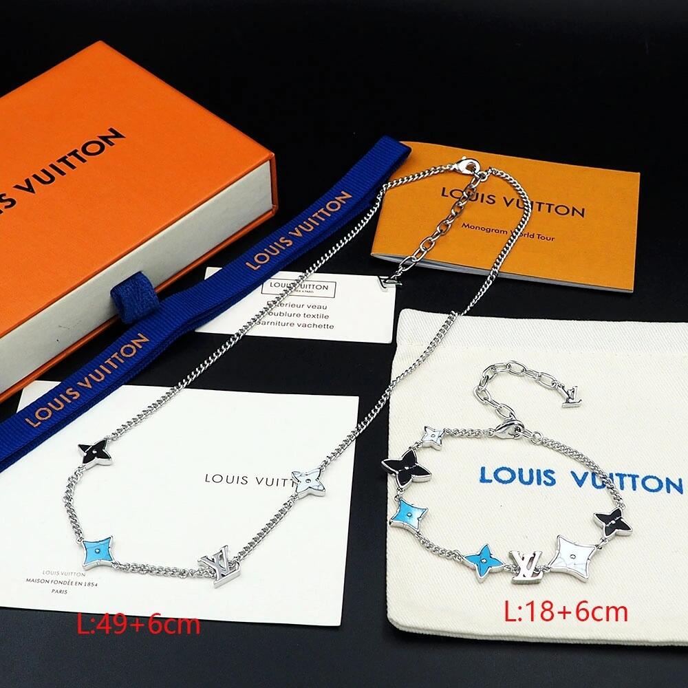 Louis Vuitton Cuban Chain LV Monogram Men Bracelet Necklace - Original Replica Club