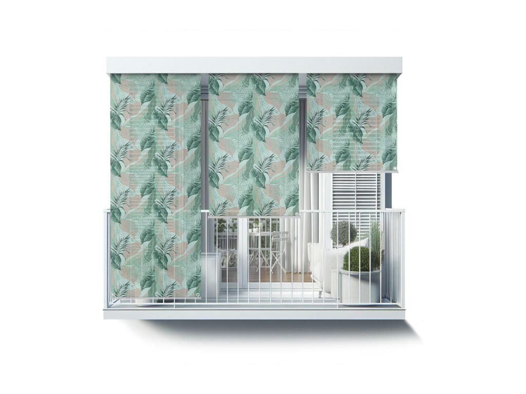 Original cortina enrollable exterior - 150x180 cm - Hojas con estampado tropical Cortinas enrollables para balcones, Cortinas enrollables para balcones, Cortinas para sombrillas