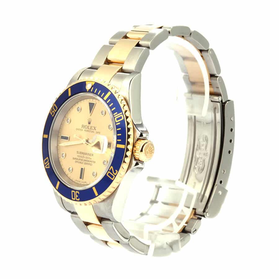 Rolex Submariner Serti Two Tone Stainless Steel Gold Diamond 16613 Replica