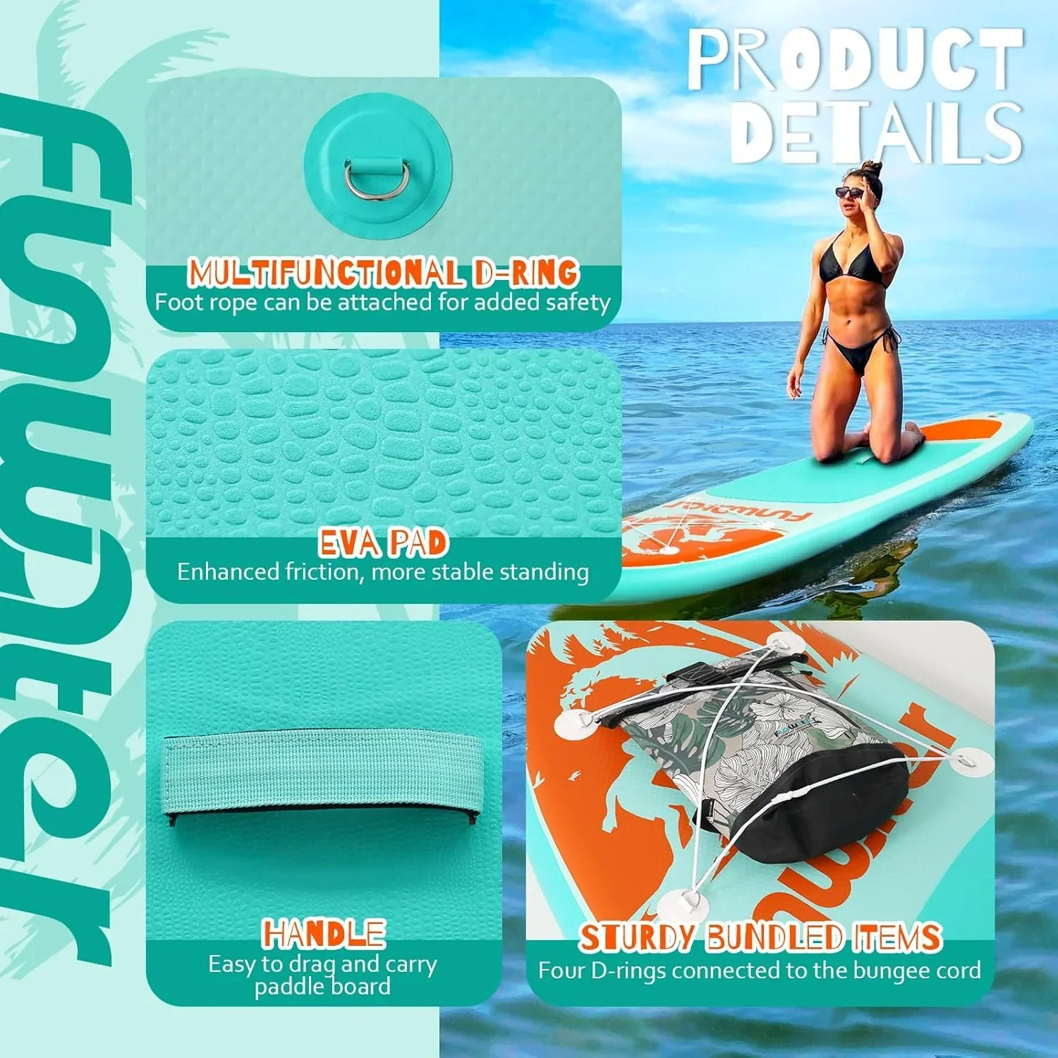 FunWater Inflatable Stand Up Paddle Board, 11 ft x 32 in x 6 in - SUP Paddle Accessories - Image 83 FunWater Inflatable Stand Up Paddle Board, 11 ft x 32 in x 6 in - SUP Paddle Accessories - Image 83