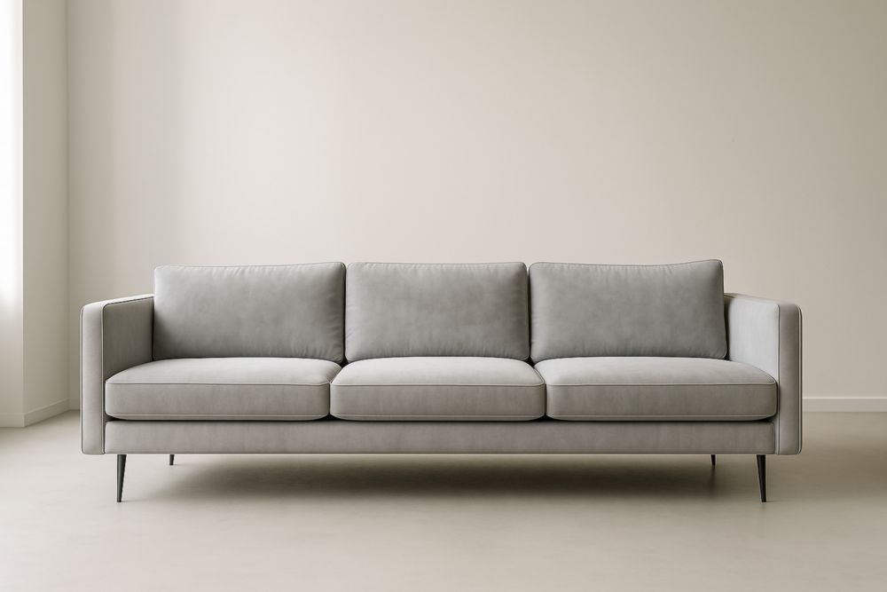 Sofá de 3 plazas de tela de poliéster con patas de metal Gris 220x90x80 cm