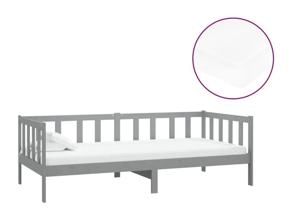 Sofá cama con colchón Andreuworldcasa maciza gris 90x200 cm