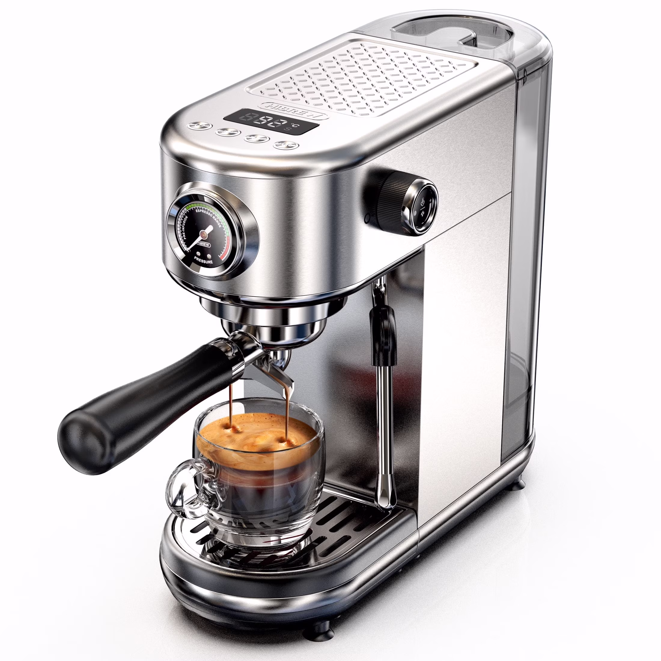 HiBREW 20 Bar Semi Automatic Espresso Machine for Home, Stainless Steel Coffee Maker with Steam Wand H10B