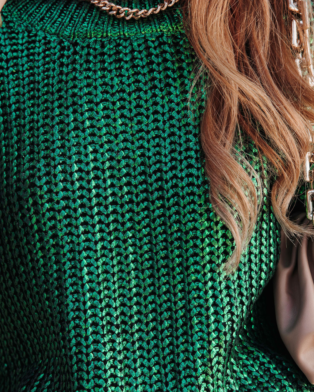 Delightful Cheer Metallic Knit Pullover Sweater - Green - Se7enfashion
