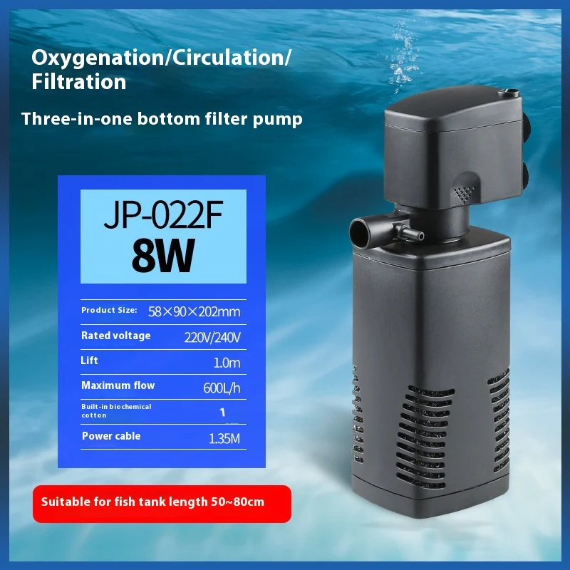 3-in-1 Fish Tank Aquarium Internal Filter Pump – Submersible Water Filter Oxygen Pump