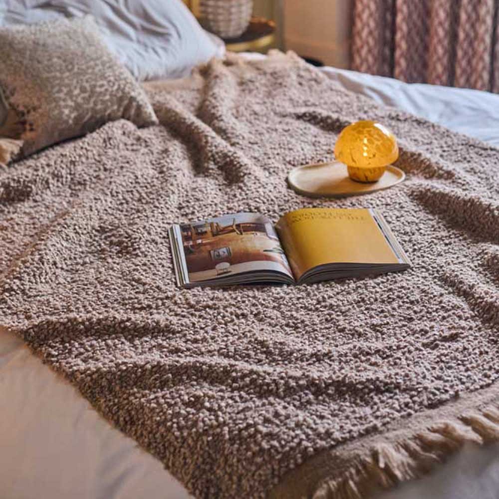 Kirsten Boucle Throw, Taupe