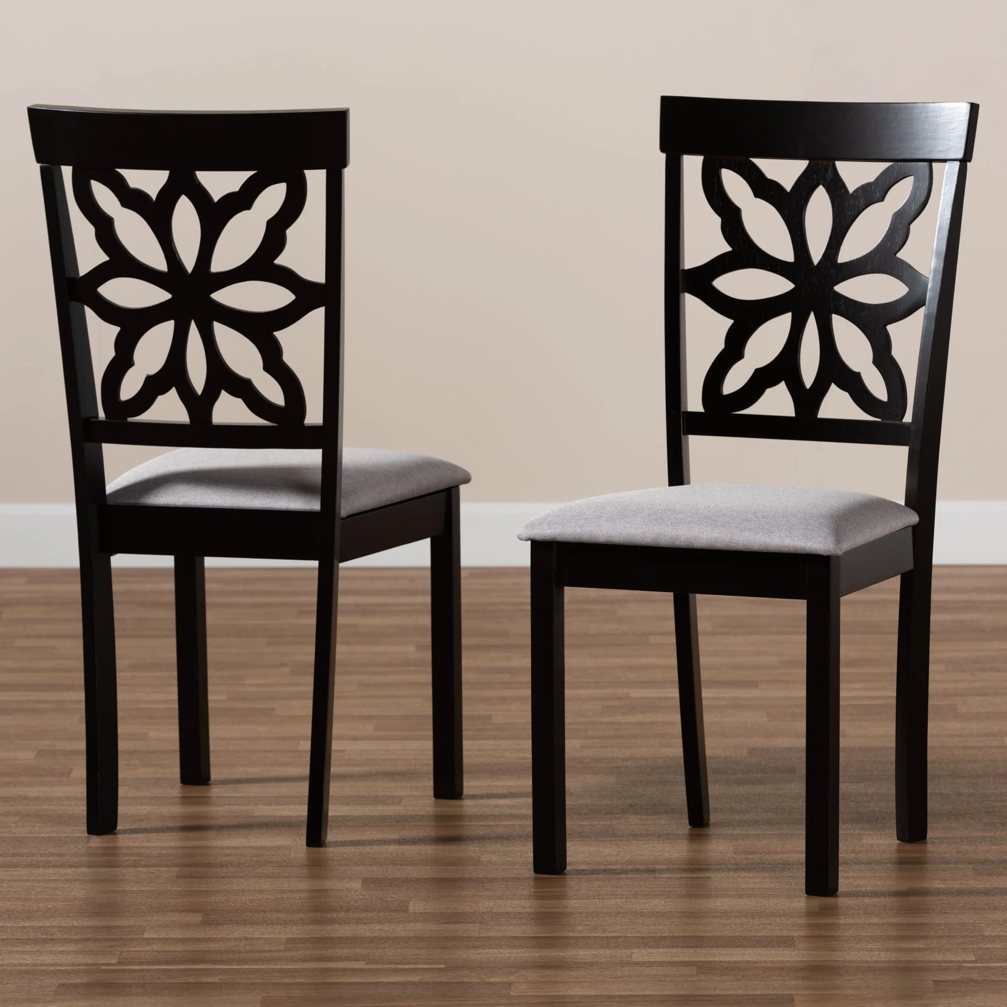 Baxton Studio Samwell Modern and Contemporary Grey Fabric Upholstered and Dark Brown Finished Wood 2-Piece Dining Chair Set - Image 6