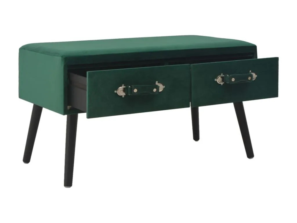 Banco con cajones terciopelo verde 80 cm hhd3624672