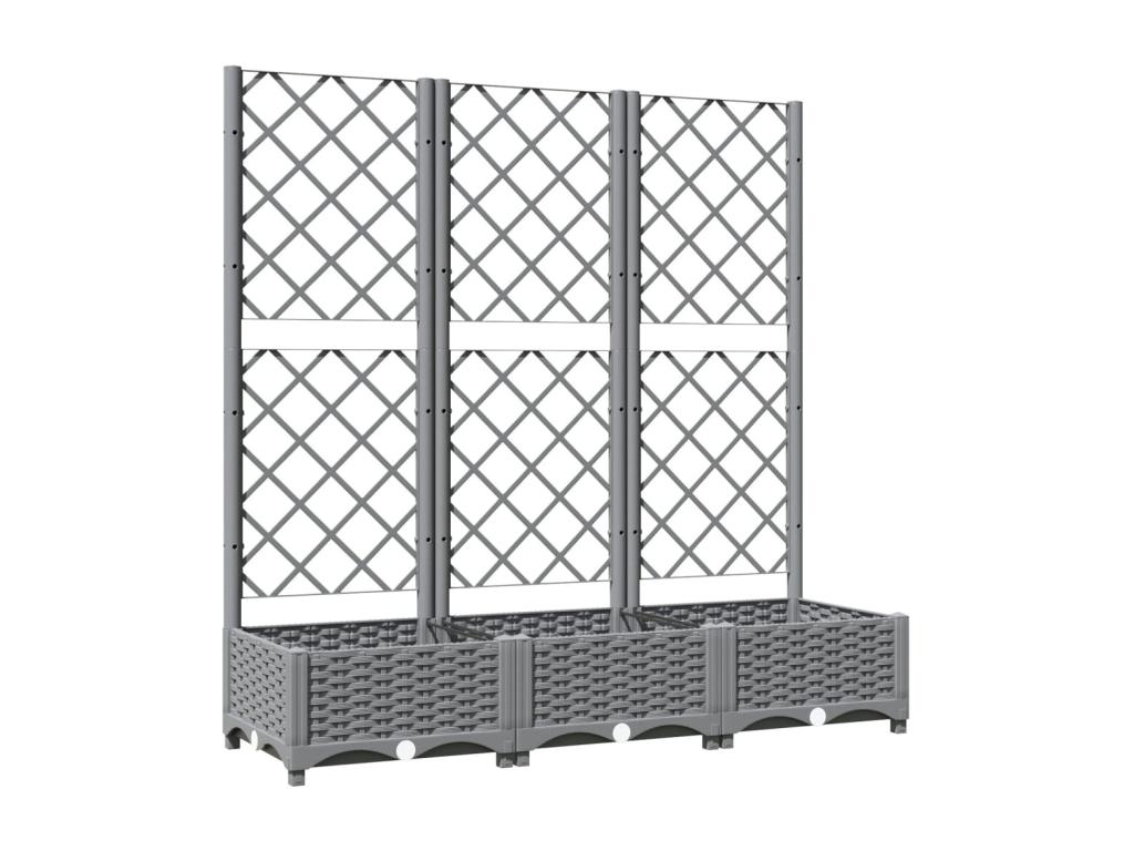 Jardinera con enrejado PP gris claro 120x40x121,5 cm