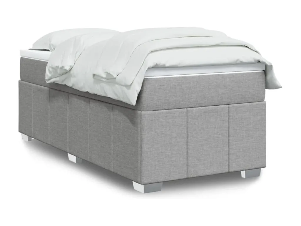 Cama box spring con colchón tela gris claro 90x200 cm lbz3519810