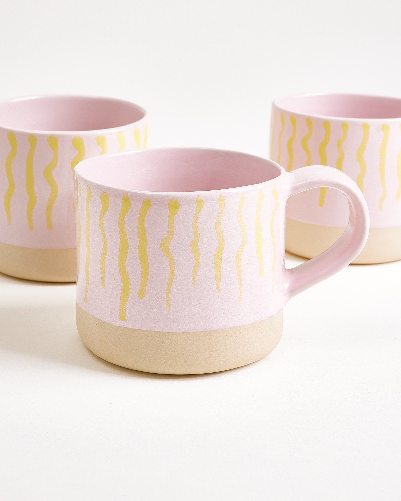 Nódoa Tasse groß gestreift rosa gelb 6er-Set