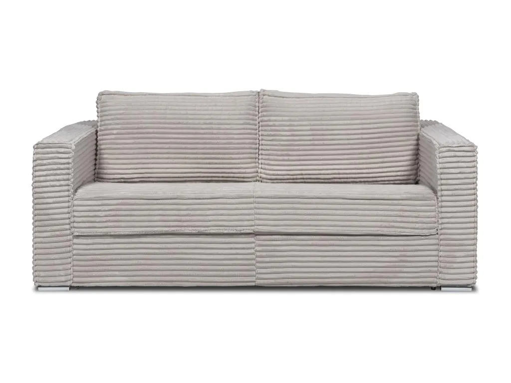 Sofá cama de 4 plazas de apertura rápida de pana gris claro - Cama de 160 cm - Colchón de 14 cm Jmmhogar