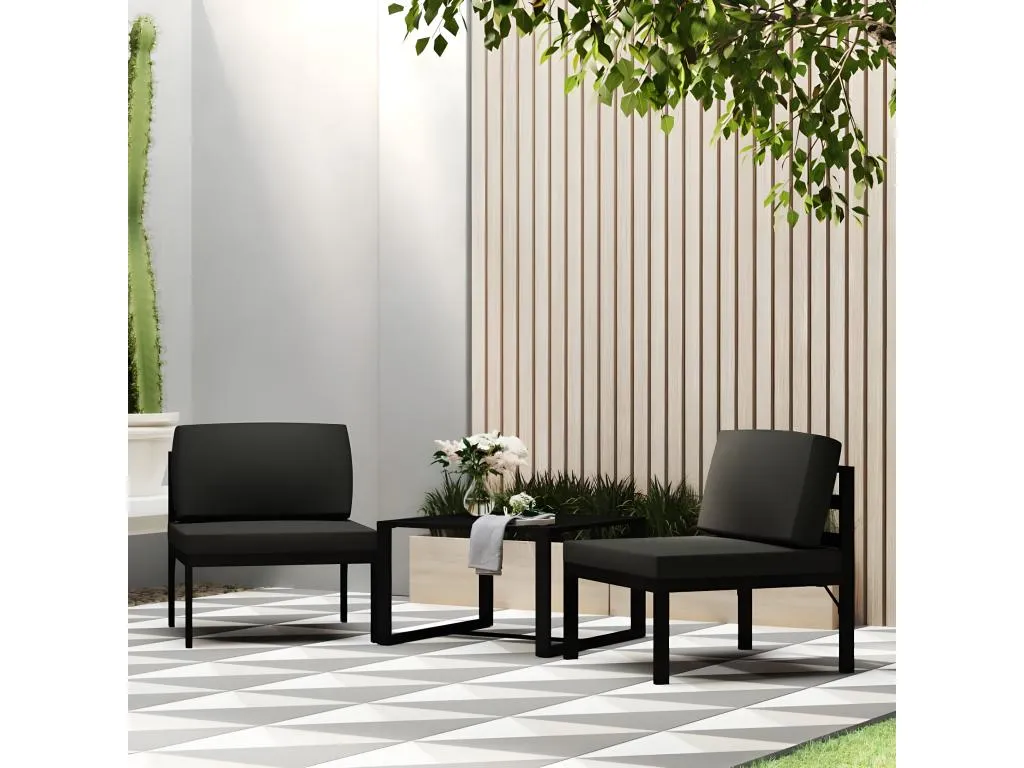 Conjunto de sofás de 3 piezas con cojines aluminio antracita