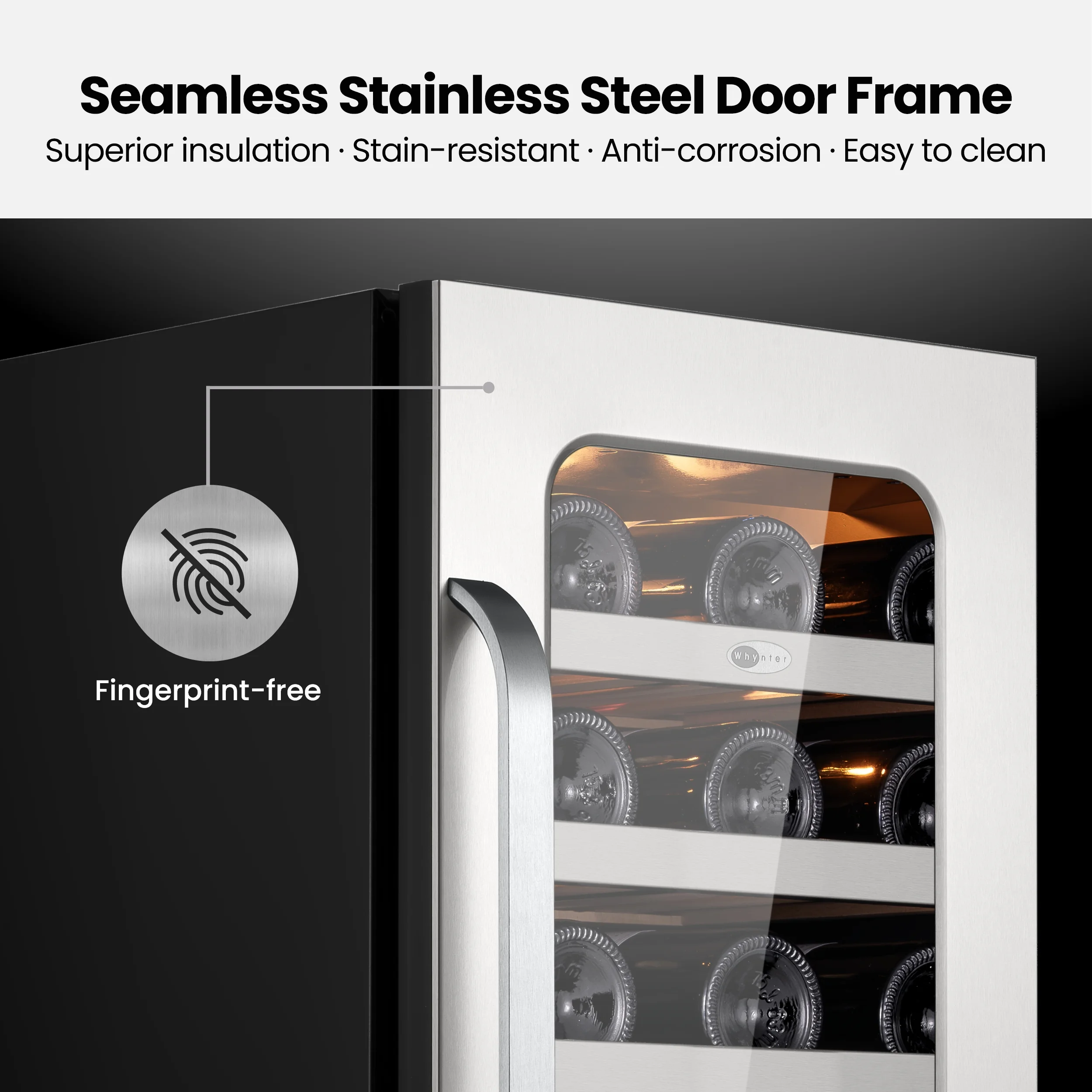 Whynter 15 Inch Wine Fridge Cooler - 33 Bottles Wine Fridge with Glass Door, Small Wine Refrigerator with 3 LED Light Built-in for Home Bar Kitchen - Image 5