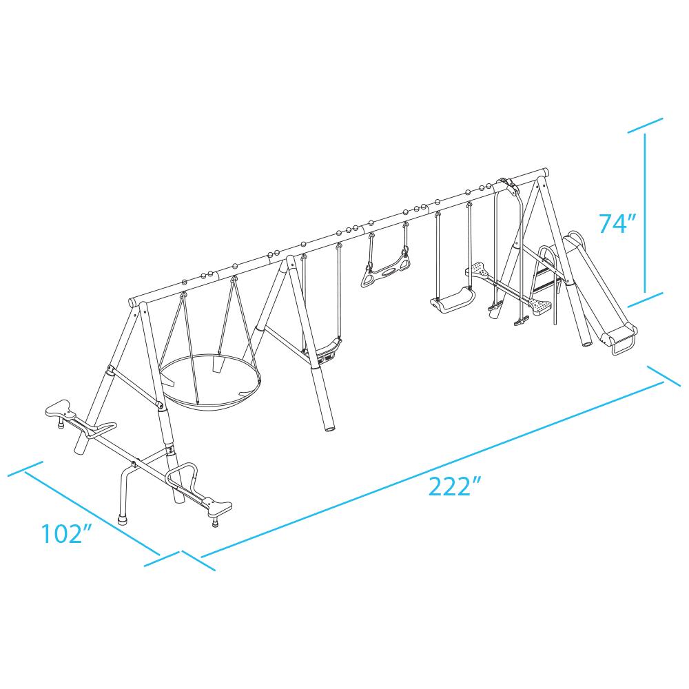 XDP Recreation Fun All-Mighty Metal Swing Set with Super Disc Swing. Stand R Swing. Glider. & Slide - Image 13
