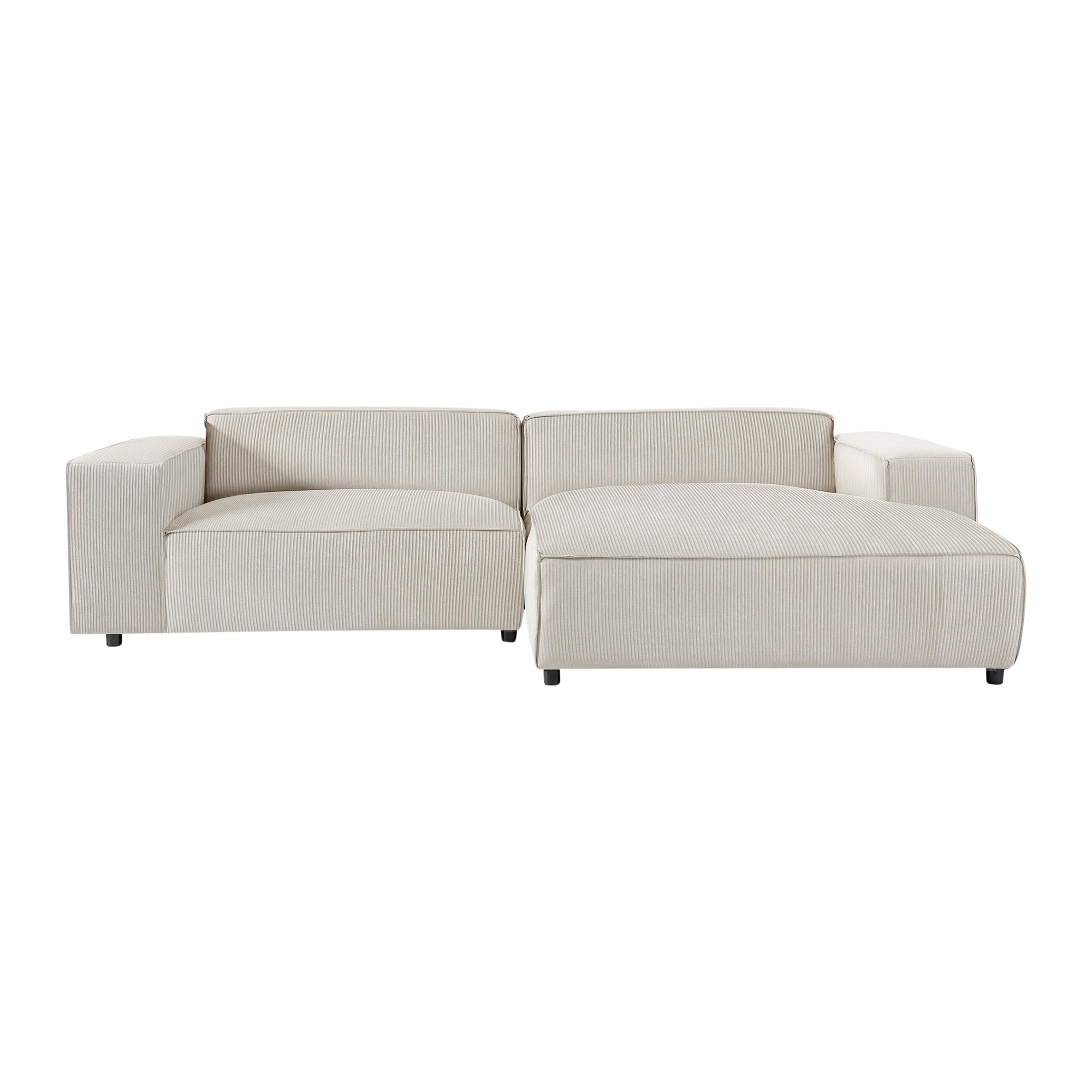 Blokker Chunky Hoekbank met Chaise Longue Rechts - Rib - Latte