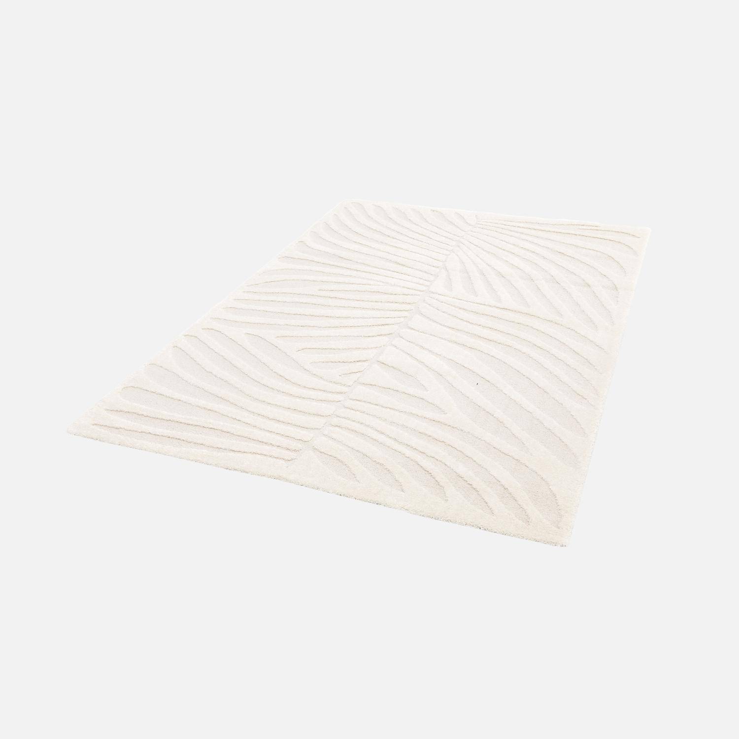 Lily - Alfombra interior shaggy con motivo vegetal beige