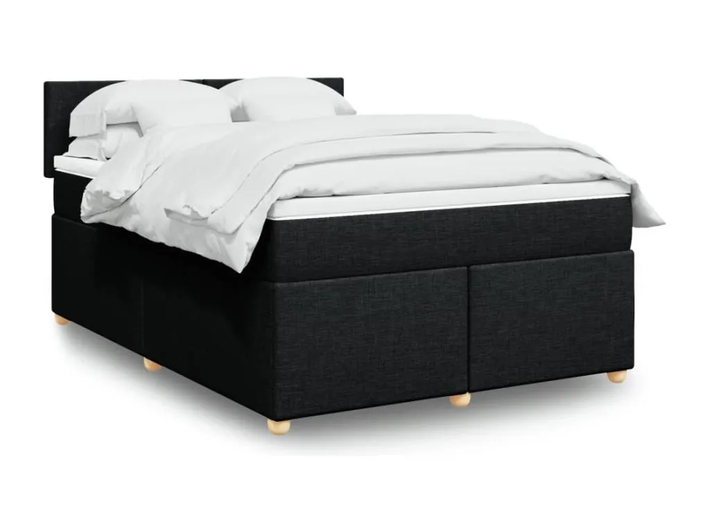 Cama box spring con colchón tela negro 160x200 cm tup3521416