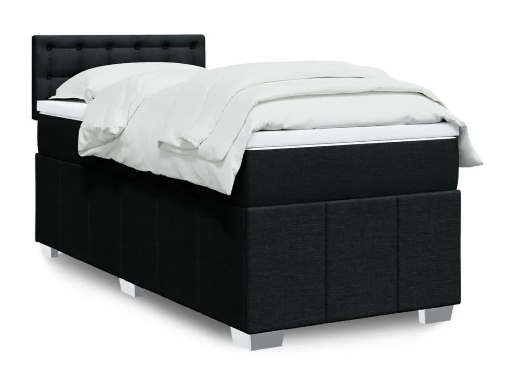 Cama box spring con colchón tela negro 90x200 cm hwh3519045