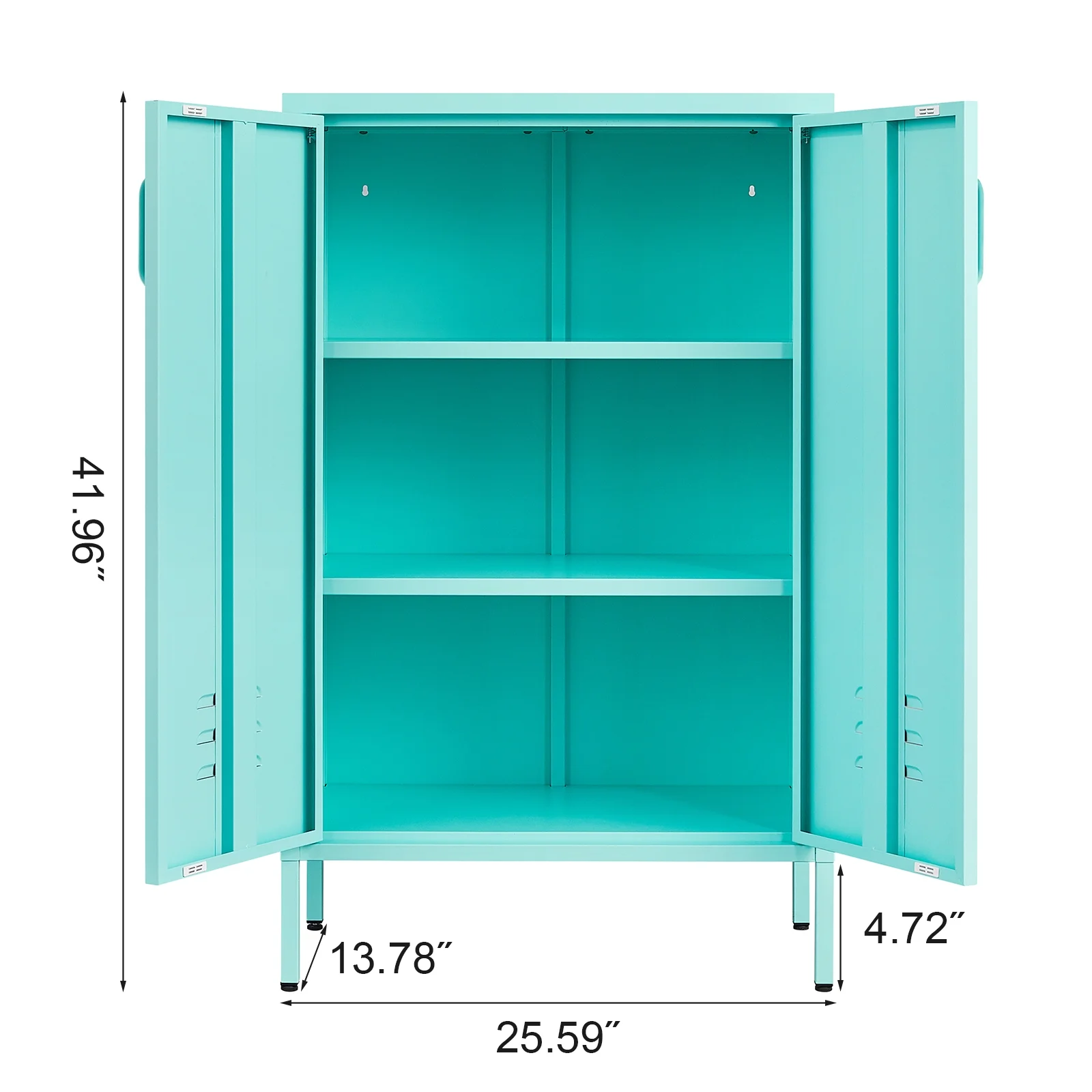 Marcree Green Metal Cabinet,2 Door Accent Cabinet,Metal Locker Cabinet with Legs,Sideboard Cabinet with Adjustable Shelves,Locker Storage Cabinet for Living Room,Entryway - Image 31