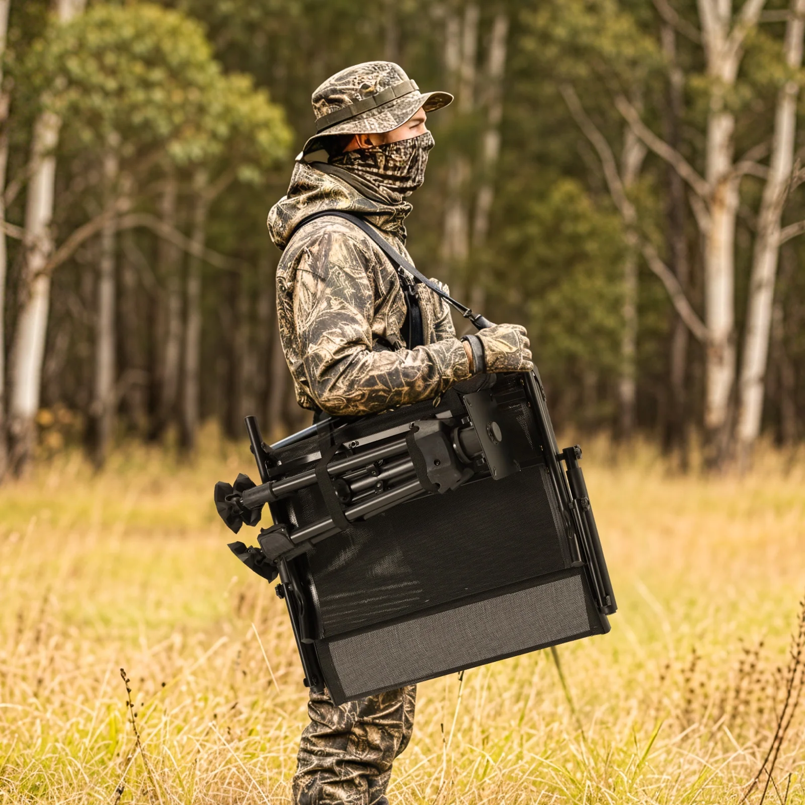 Danrelax 360- Silent Camo Hunting Blind Chair, Armrests, Side Pouch, Telescopic Legs - Image 24