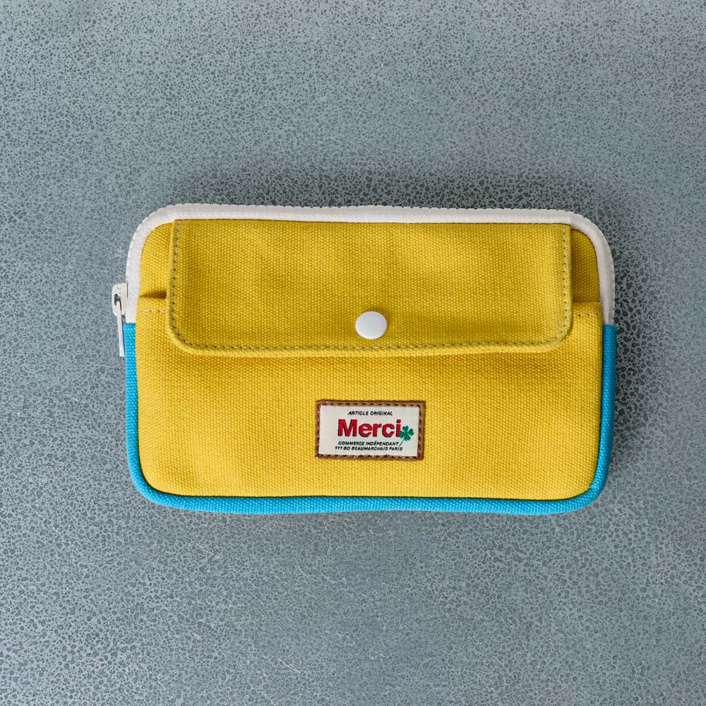 Merci - Porte Monnaie Candide - Jaune & Bleu