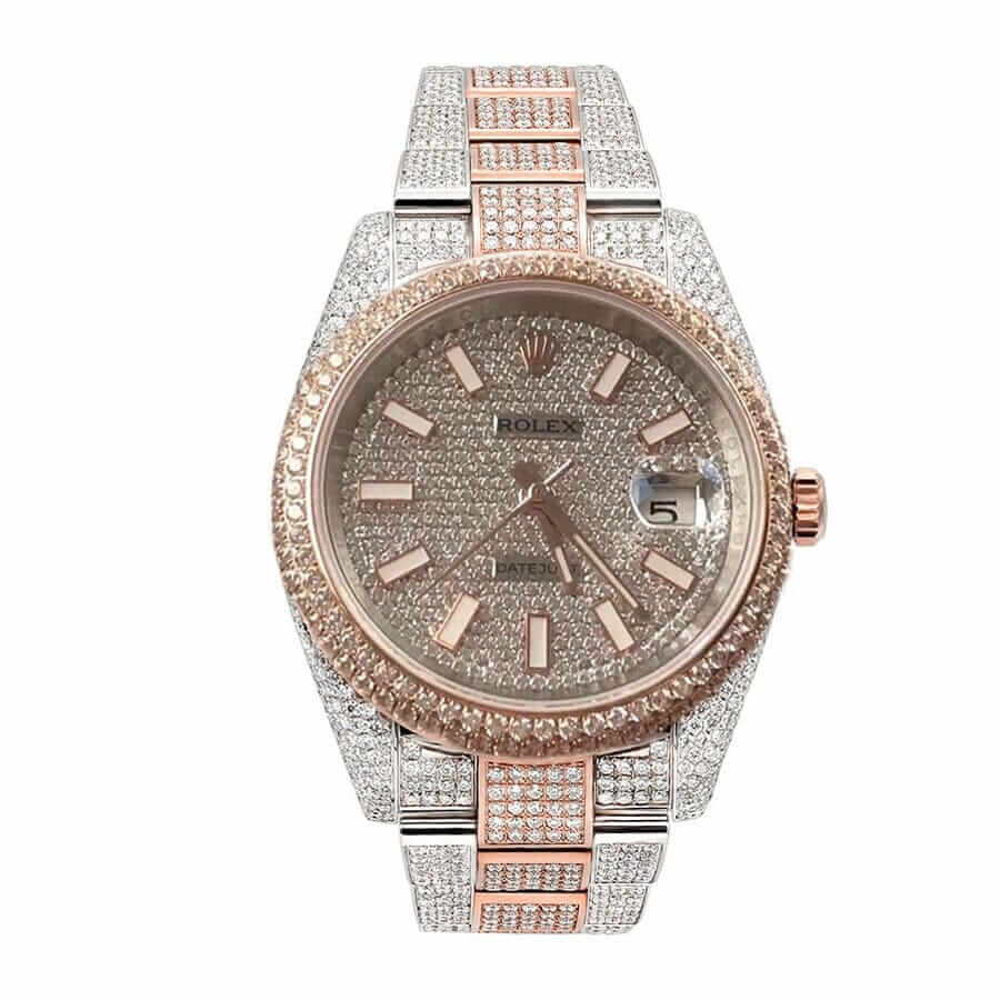 Replica Rolex Datejust Two Tone Jubilee Fully Iced Out 126303